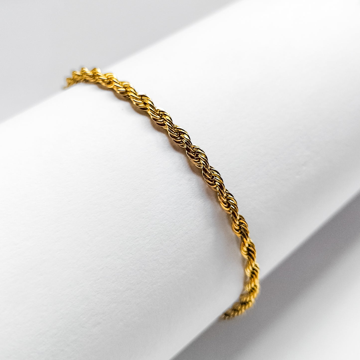 18k gold plated rope chain bracelet, water & tarnish proof