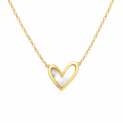 18k gold plated shell heart necklace, water and tarnish proof packshot