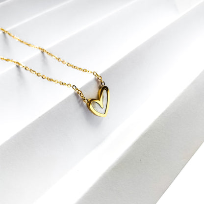 18k gold plated shell heart necklace, water and tarnish proof