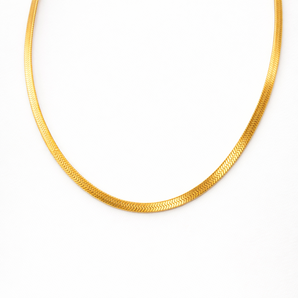 18k gold plated snake chain necklace 3mm, water and tarnish proof packshot