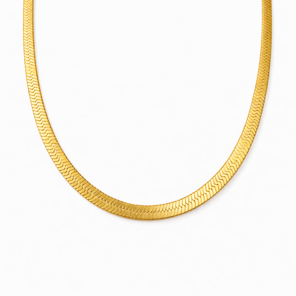 18k gold plated snake chain necklace 5mm, water and tarnish proof packshot