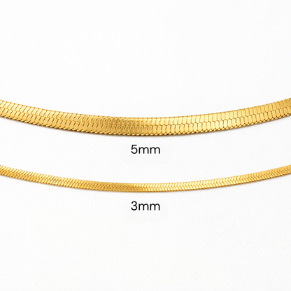 18k gold plated snake chain necklace comparison, water and tarnish proof packshot