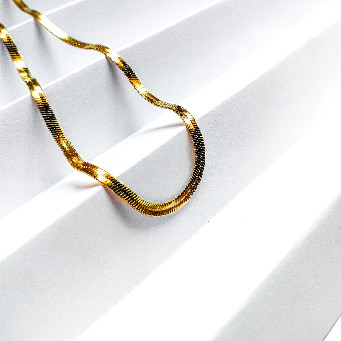 18k gold plated snake chain necklace, water and tarnish proof