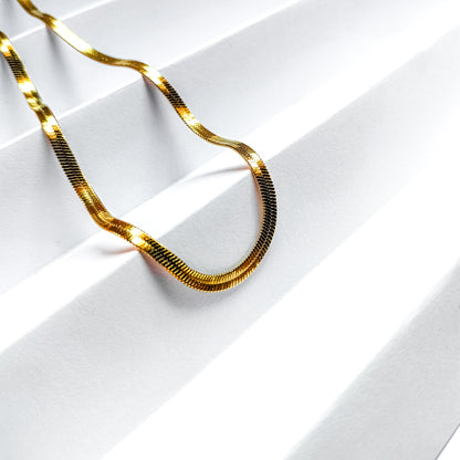 18k gold plated snake chain necklace, water and tarnish proof