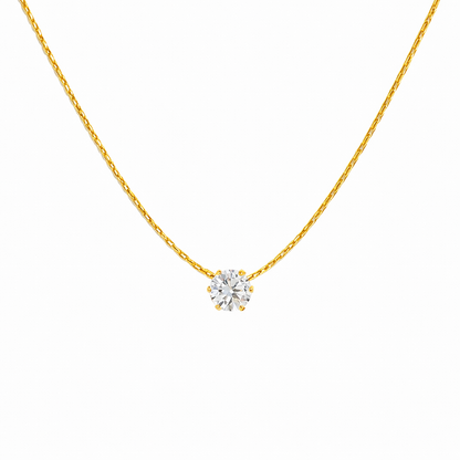 18k gold plated solitaire cubic zirconia necklace, water & tarnish proof packshot