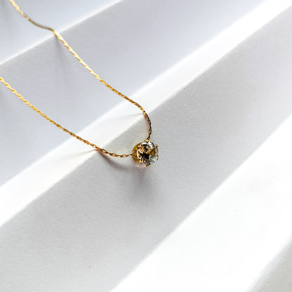 18k gold plated solitaire cubic zirconia necklace, water and tarnish proof
