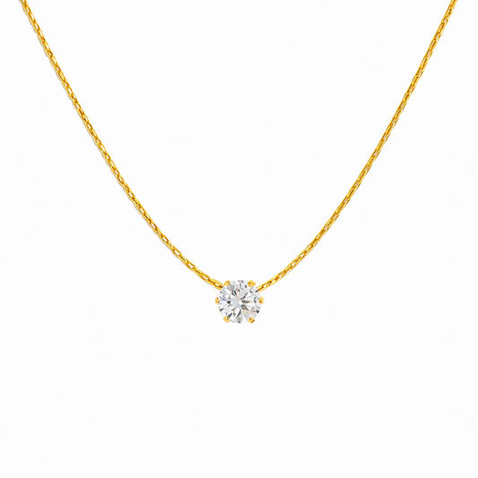 18k gold plated solitaire cubic zirconia necklace (water & tarnish proof)