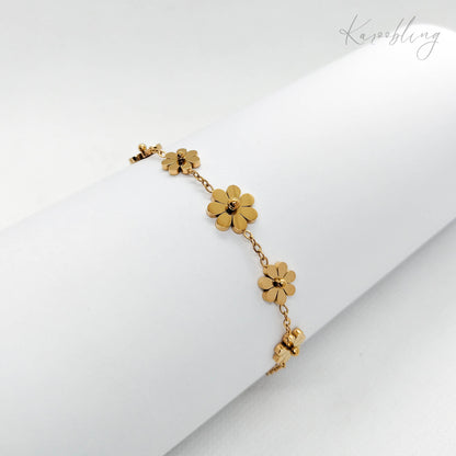 18K Gold Plated Daisy Bracelet Karoobling Jewelry