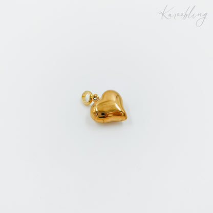 3D puffy heart charm gold plated (water & tarnish proof)