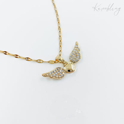 angel heart wing gold plated necklace (water & tarnish proof)