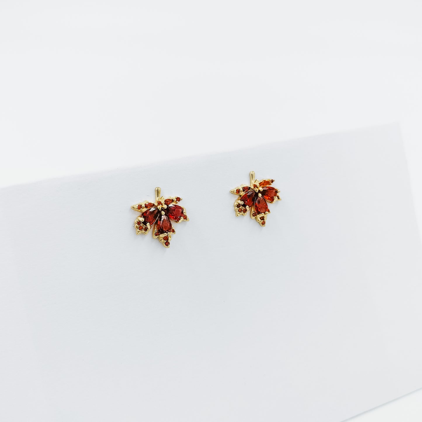 autumn leaves stud earrings gold plated