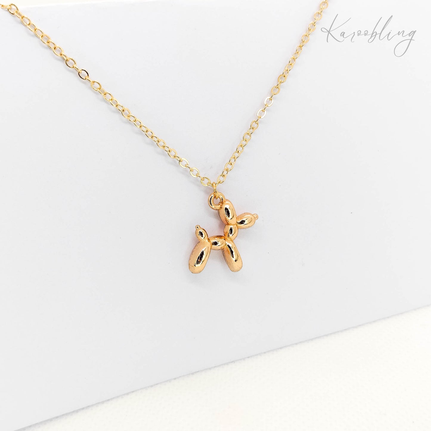 balloon dog necklace gold plated