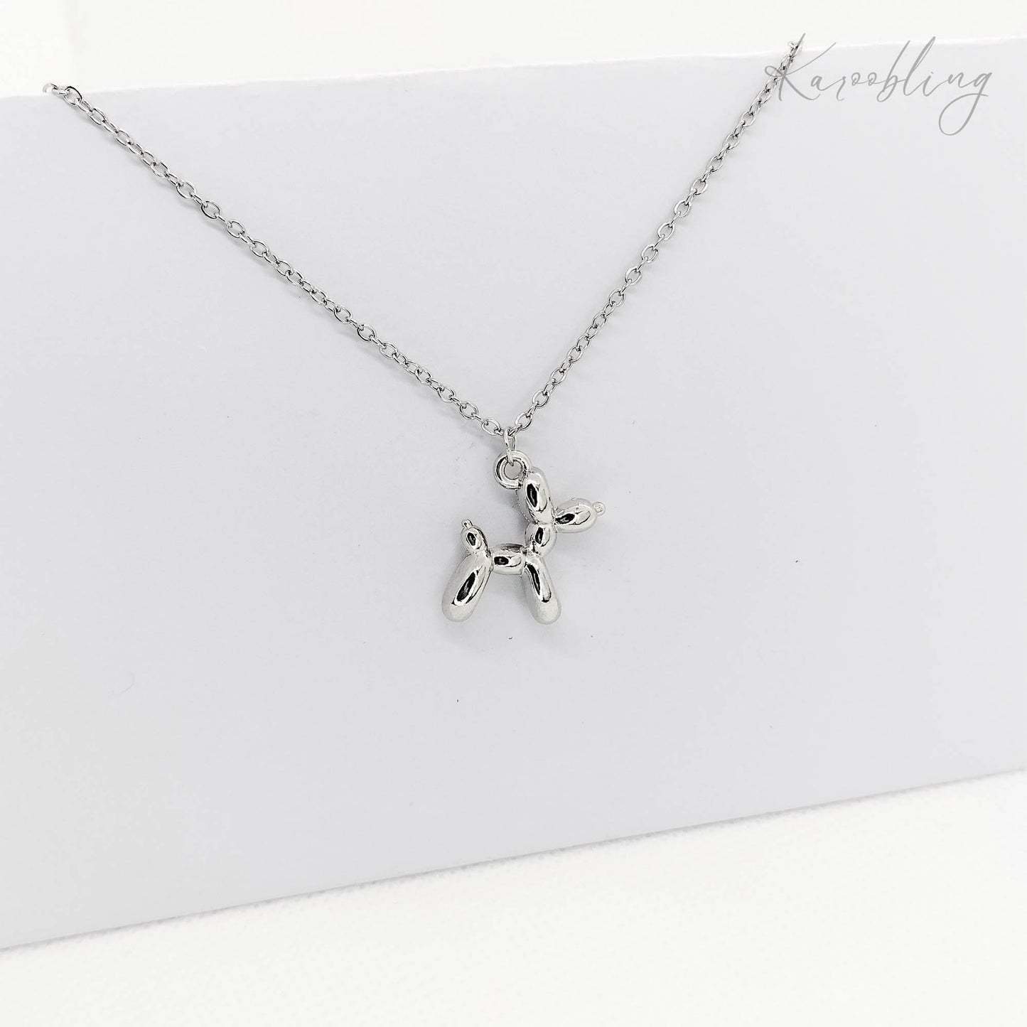 balloon dog necklace silver plated