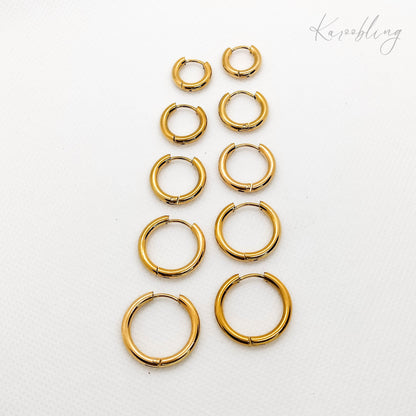 basic huggie hoop earrings gold plated (water & tarnish proof)