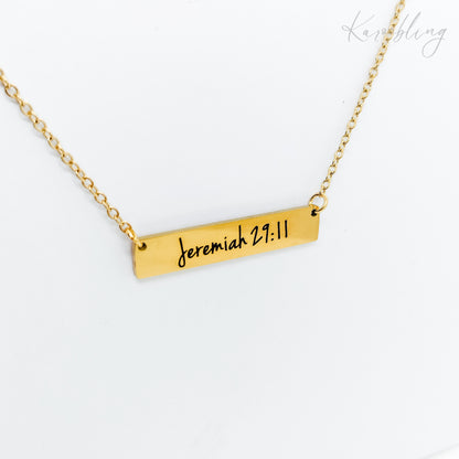 bible verse necklace gold plated water & tarnish proof (Jeremiah 29:11)