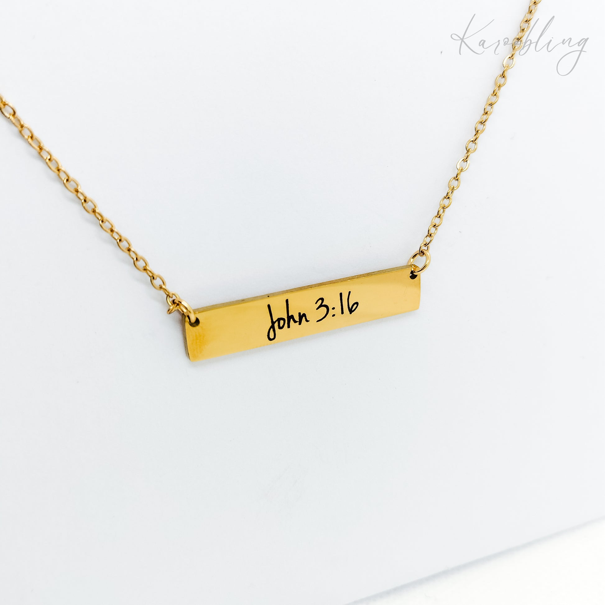 bible verse necklace gold plated water & tarnish proof (John 3:16)