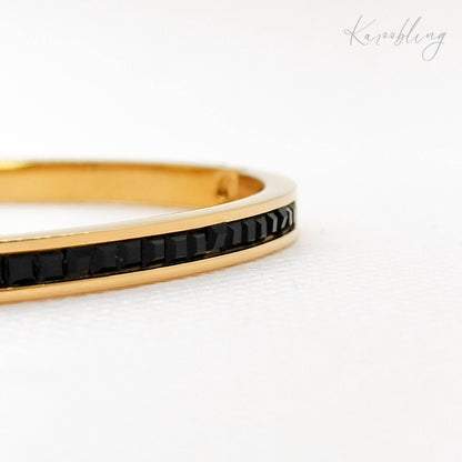 18K Gold Plated Black CZ Bangle