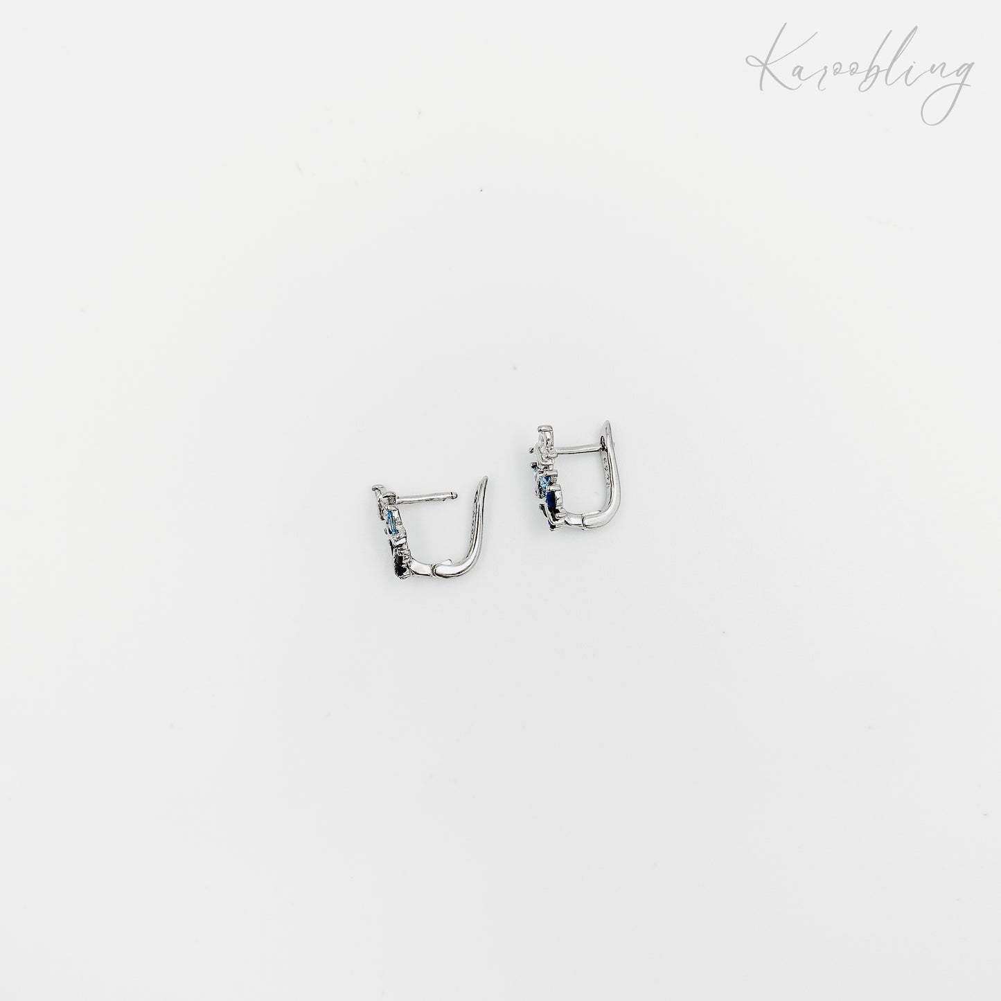 blue butterfly french hoop earrings sterling silver (hypoallergenic)