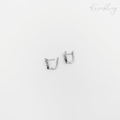 blue butterfly french hoop earrings sterling silver (hypoallergenic)