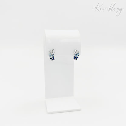 blue sterling silver butterfly french hoop earrings (hypoallergenic)