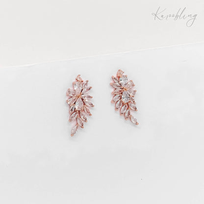 bridal statement stud earrings rose gold plated