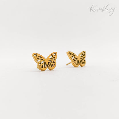 butterfly stud earrings gold-plated (water & tarnish proof)