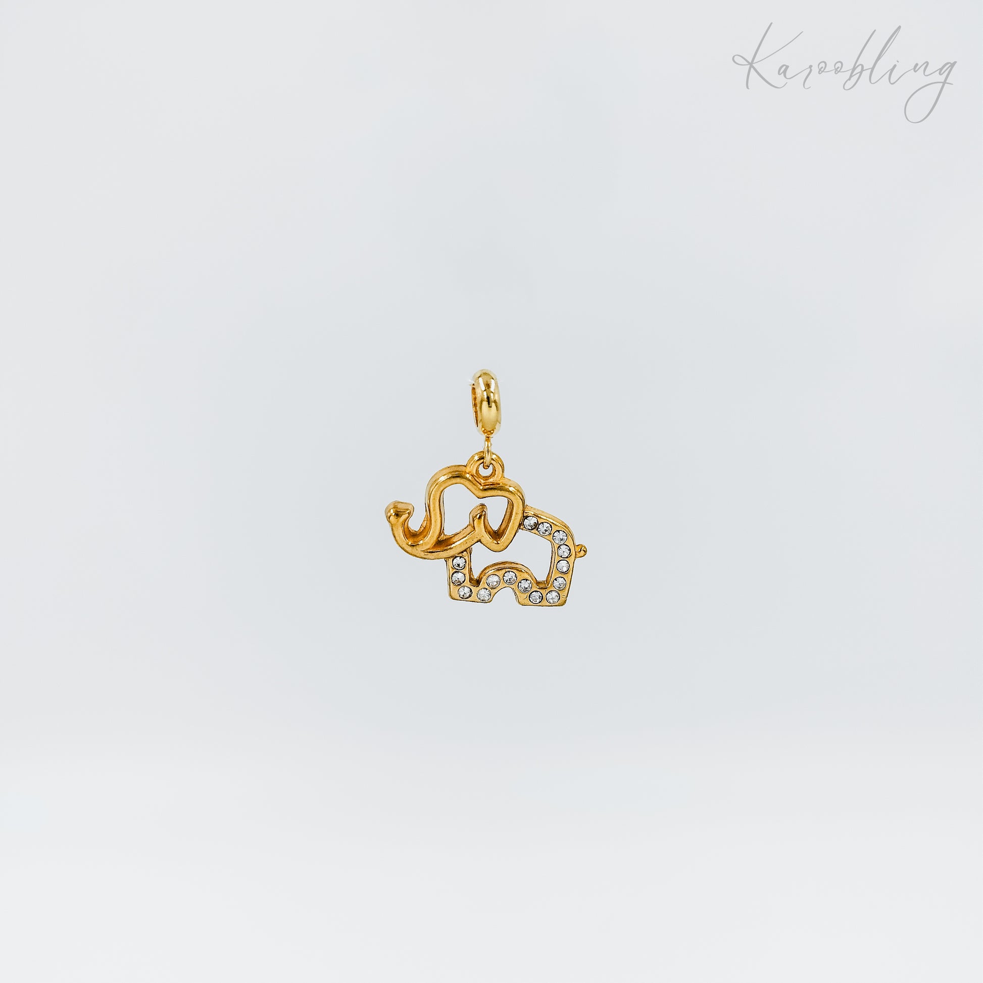 cz elephant outline charm gold plated (water & tarnish proof)