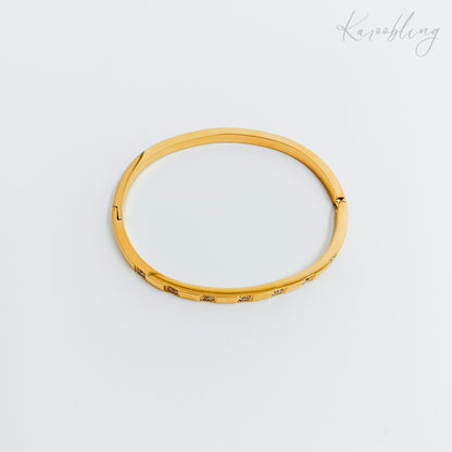 cz gold plated studded cuff bangle (water & tarnish proof)