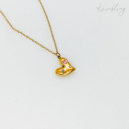 cz heart pendant necklace 18k gold plated (water & tarnish proof)