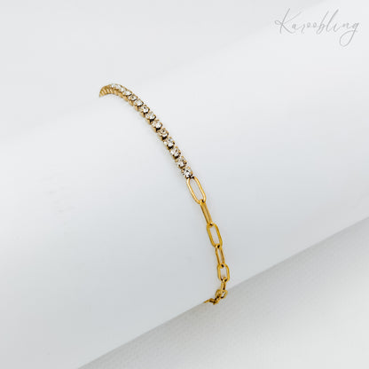 cz paperclip chain bracelet 18k gold plated (water & tarnish proof)