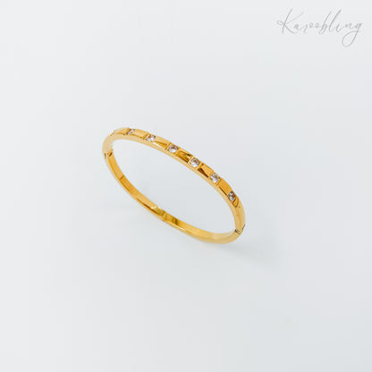 cz studded cuff bangle gold plated (water & tarnish proof)