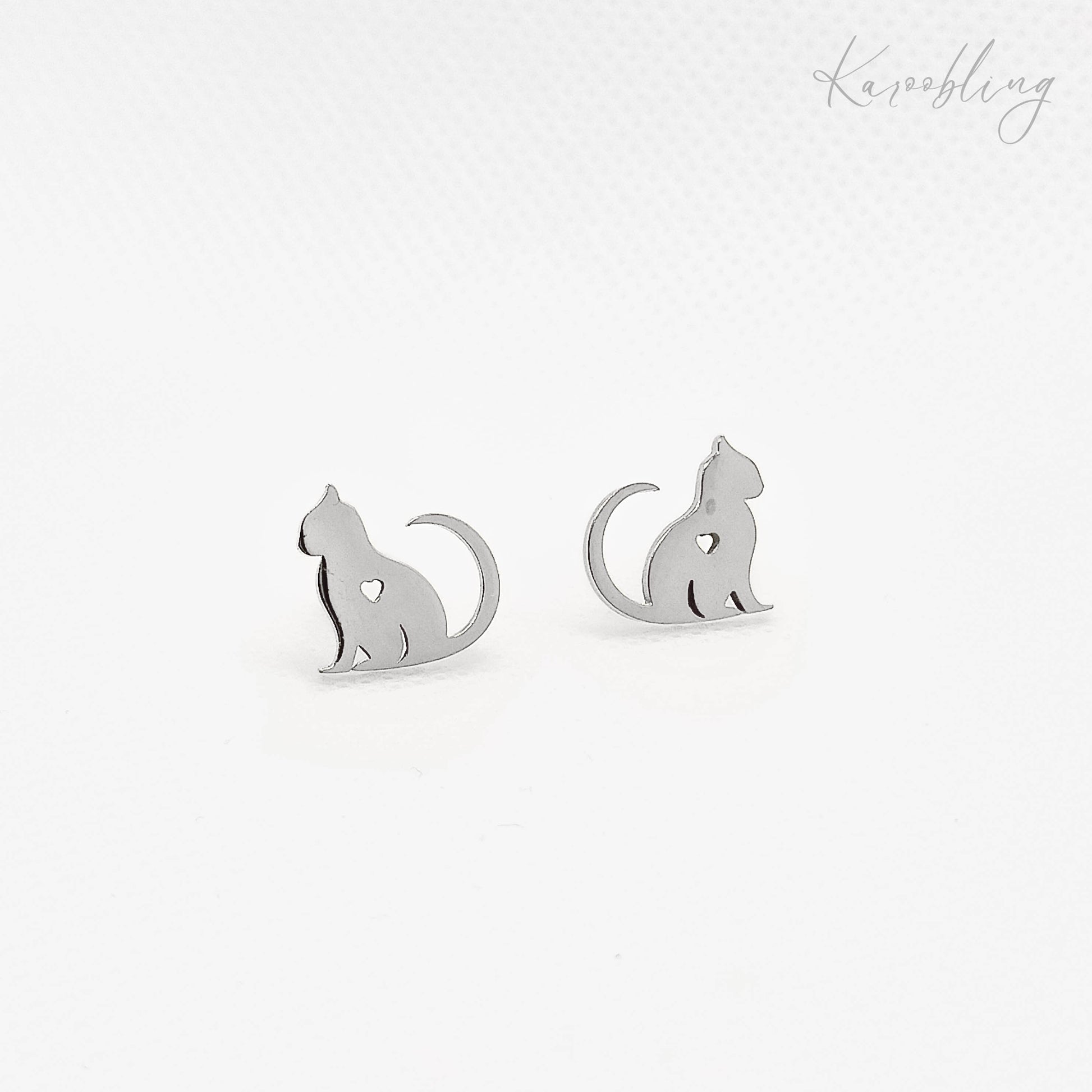 cat stud earrings silver-plated (water & tarnish proof)