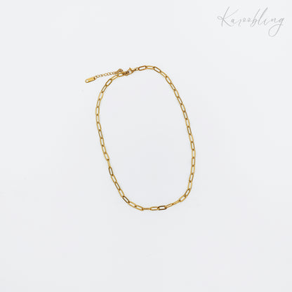 charm gold plated paperclip chain necklace (water & tarnish proof)