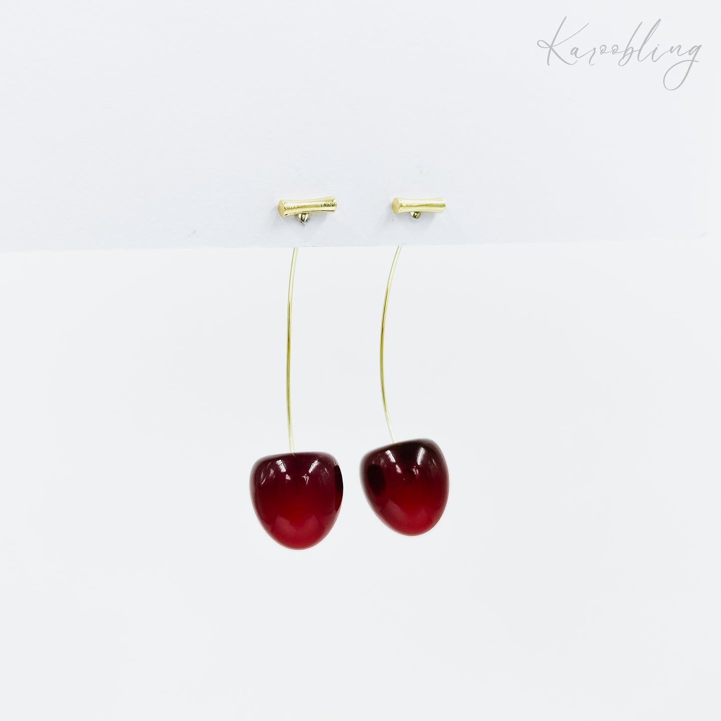 cherry drop earrings gold plated