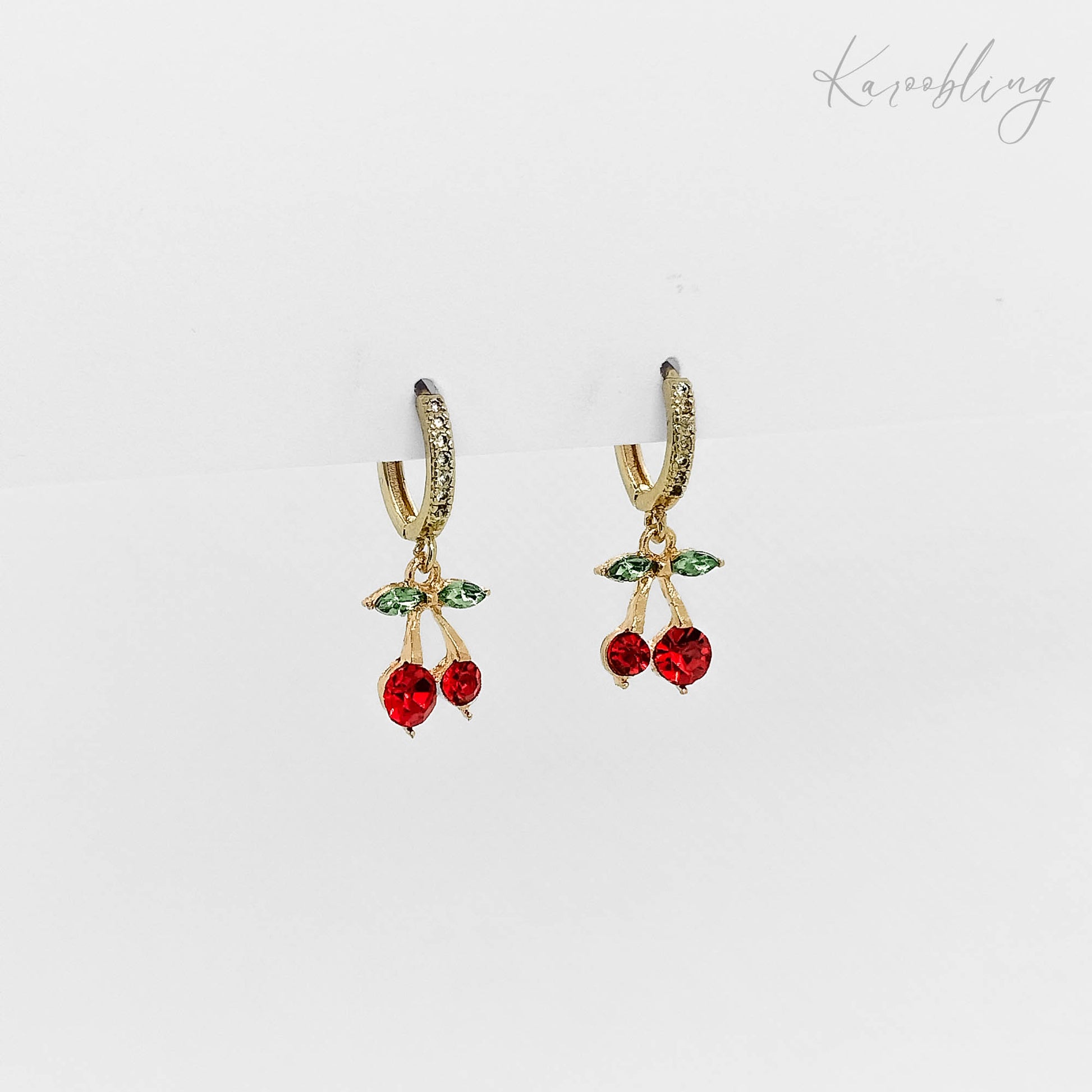 cherry huggie earrings gold plated