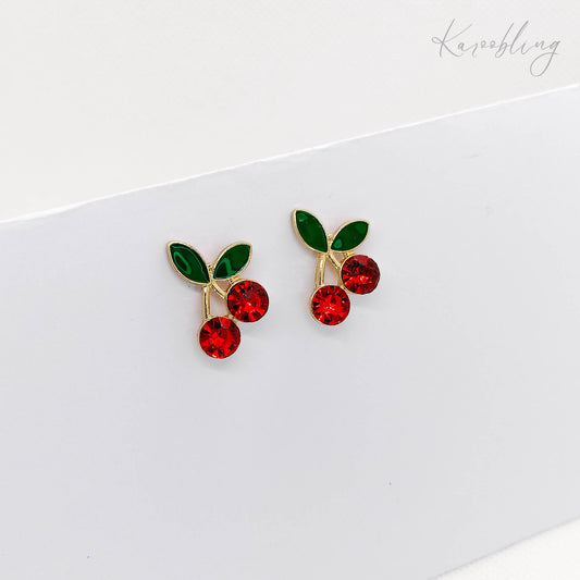 cherry rhinestone earrings