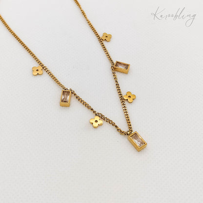 clover charm necklace gold plated (water & tarnish proof)