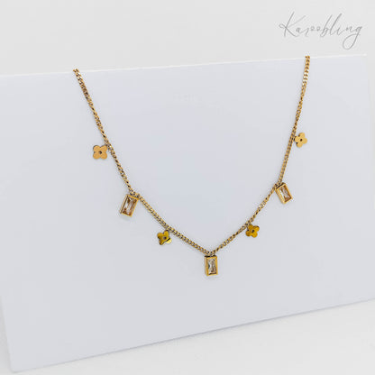 clover charm necklace gold (water & tarnish proof)