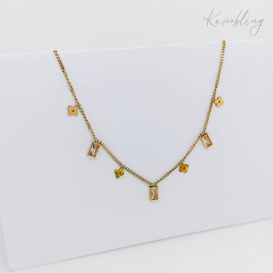 clover charm necklace gold (water & tarnish proof)