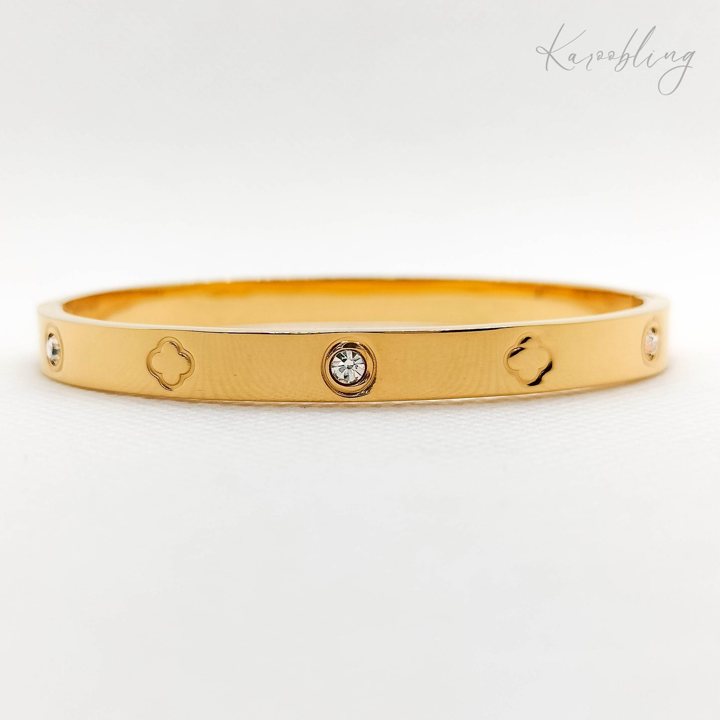 clover cuff gold plated bangle (water & tarnish proof)