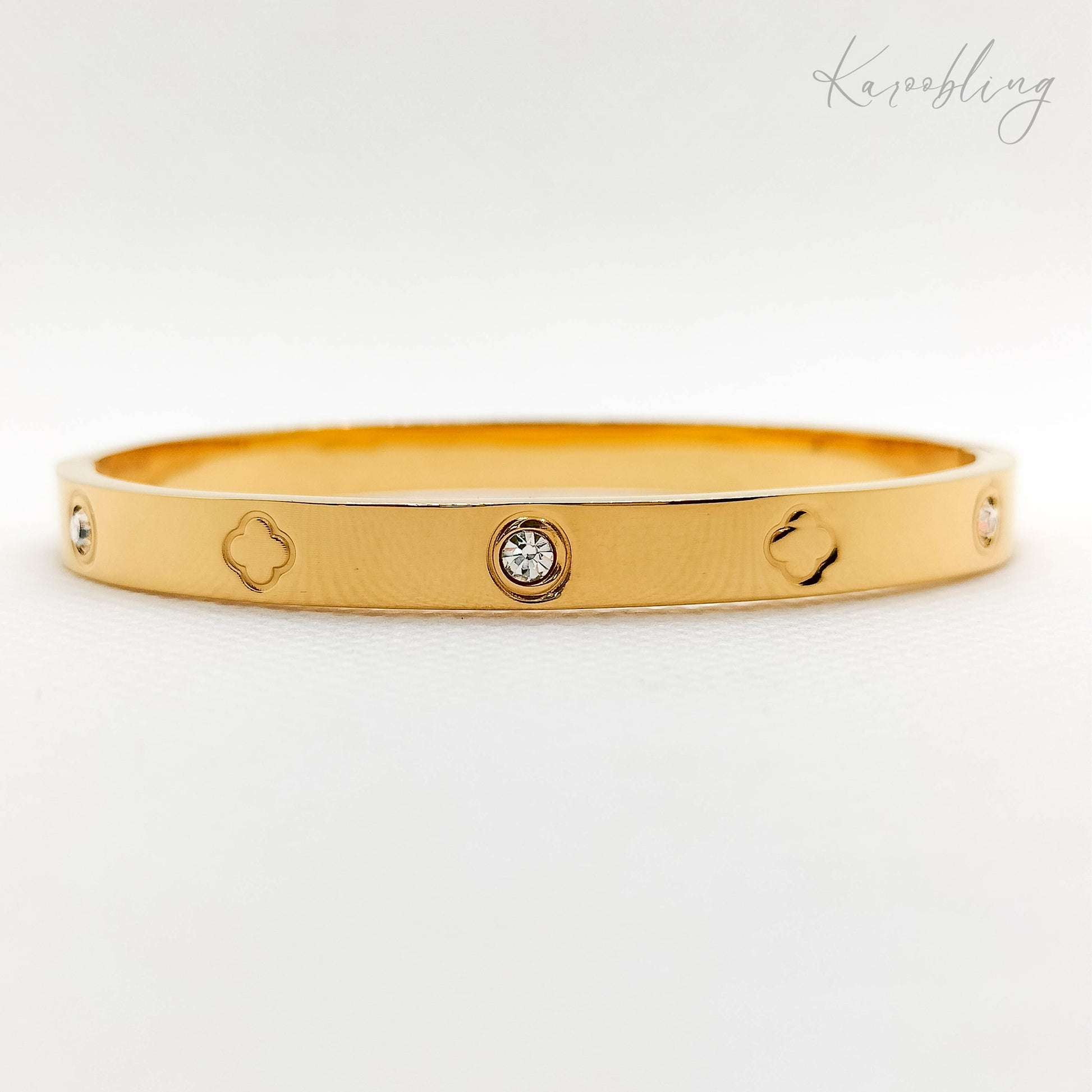 clover cuff gold plated bangle (water & tarnish proof)