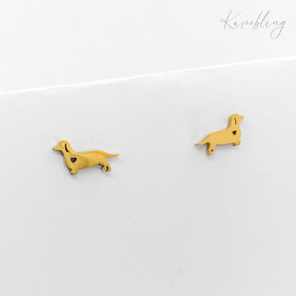 dachshund stud earrings gold-plated (water & tarnish proof)