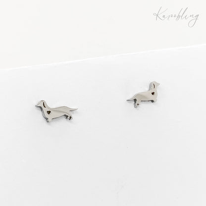 dachshund stud earrings silver-plated (water & tarnish proof)