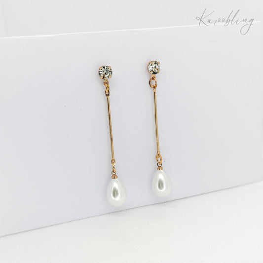 dangling pearl earrings gold plated