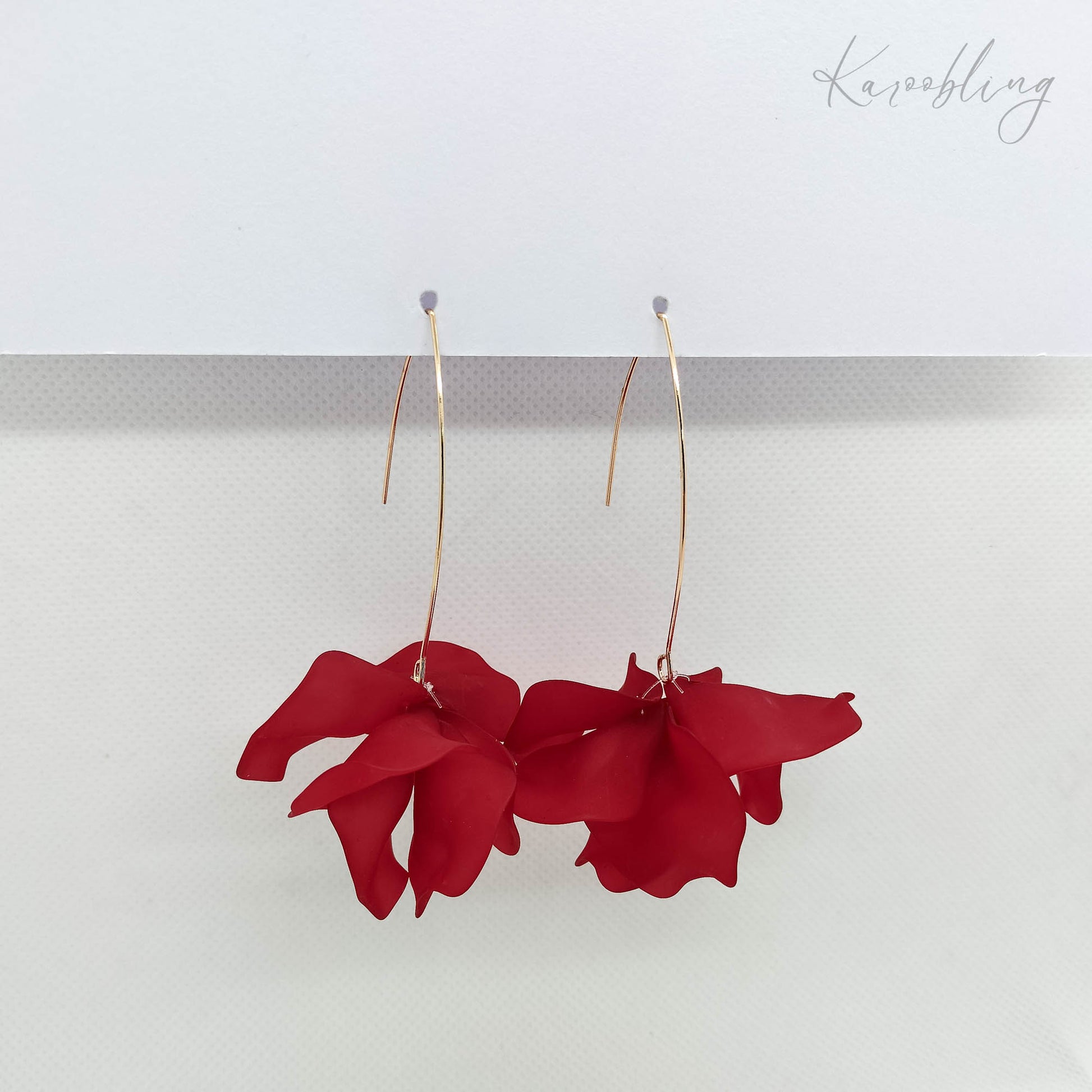 Deep Red BlossomDrops Earrings