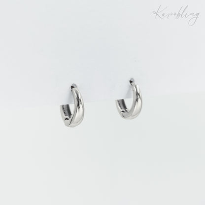 Sterling Silver Drop Huggie Earrings