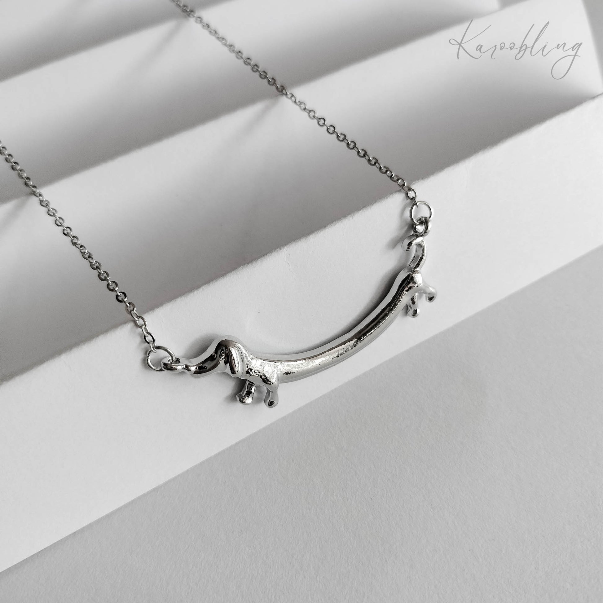 Elegant Dachshund Pendant Necklace - Silver