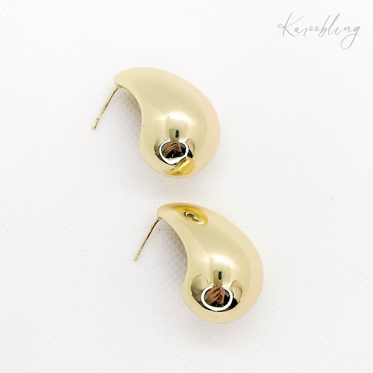 exaggerated gold-plated teardrop stud earrings (water & tarnish proof)