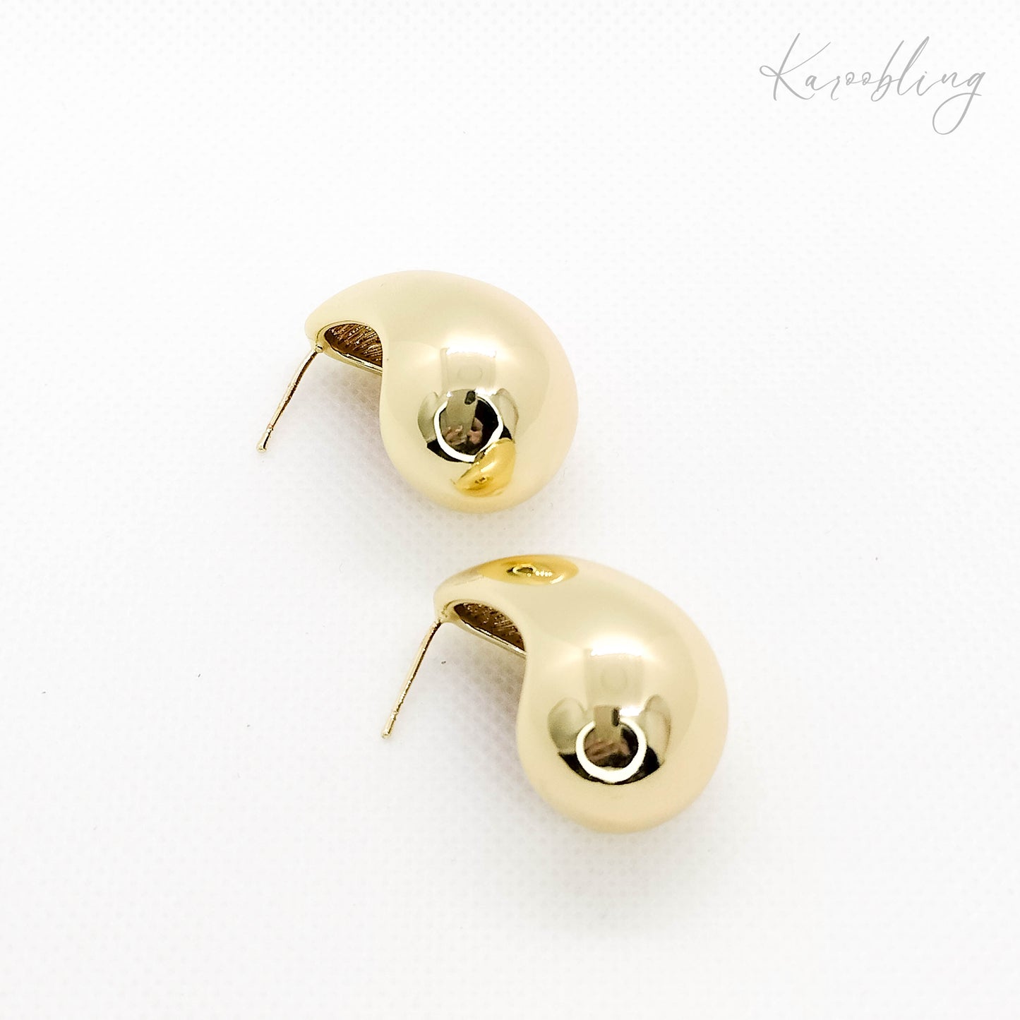 exaggerated teardrop stud earrings gold-plated (water & tarnish proof)