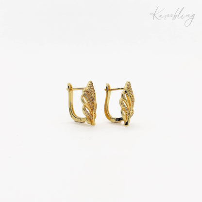 feather huggie earrings gold plated